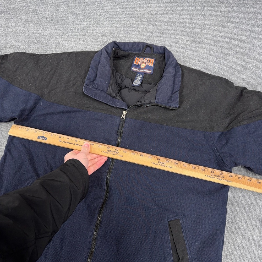 Duluth Trading Co Jacket Mens XLT Navy Goose Down Nylon Canvas Puffer Full Zip - Picture 6 of 8